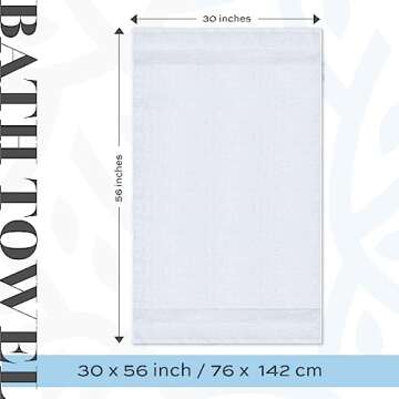 White Classic Luxury Bath Towels Large - Cotton Hotel spa Bathroom Towel |30x56 | 4 Pack | White