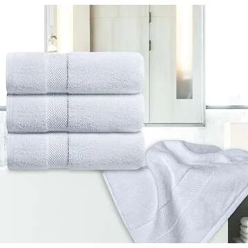 White Classic Luxury Bath Towels Large - Cotton Hotel spa Bathroom Towel |30x56 | 4 Pack | White