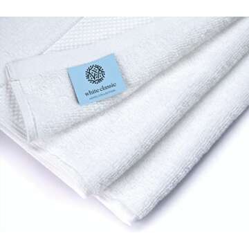 White Classic Luxury Bath Towels Large - Cotton Hotel spa Bathroom Towel |30x56 | 4 Pack | White