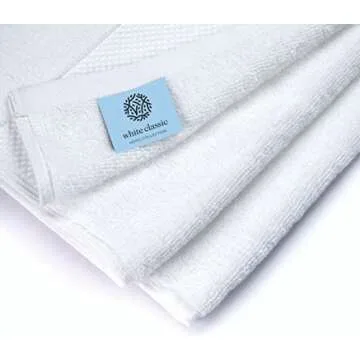 White Classic Luxury Bath Towels Large - Cotton Hotel spa Bathroom Towel |30x56 | 4 Pack | White