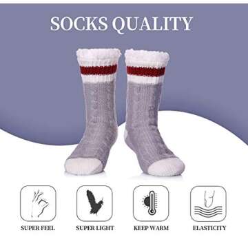 SDBING Women's Cozy Fleece Lined Slipper Socks - Warm & Stylish