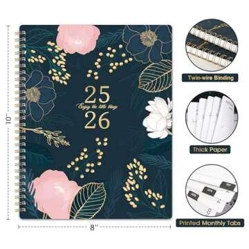 2025-2026 Planner - Planner 2025-2026, July 2025 - June 2026, Academic Planner 2025-2026, Weekly & Monthly Spreads, 8'' x 10", Monthly Tabs, Twin-wire Binding