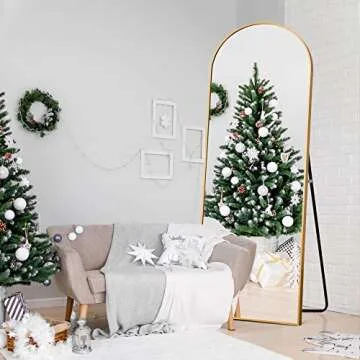 NeuType Arched Full Length Mirror, 71”x27”, Large Full Body Mirror with Aluminium Metal Frame, Shatter Protection, Wall-Mounted Mirrors for Living Room or Dressing Room- Gold（Arched）