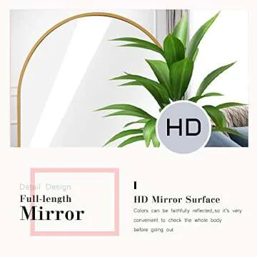 NeuType Arched Full Length Mirror, 71”x27”, Large Full Body Mirror with Aluminium Metal Frame, Shatter Protection, Wall-Mounted Mirrors for Living Room or Dressing Room- Gold（Arched）