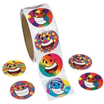 Fun 1000 Colorful Stickers 5 Rolls for Kids and Teachers