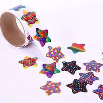 Fun 1000 Colorful Stickers 5 Rolls for Kids and Teachers