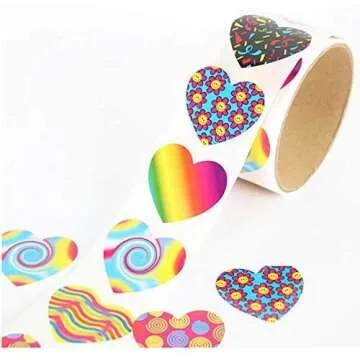 Fun 1000 Colorful Stickers 5 Rolls for Kids and Teachers