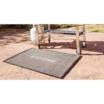 Blackstone Griddle Accessories Grill Splatter Mat (43.5" x 30.5"), 5036, Under The Grill Mat for Patio & Deck Protection – Outdoor BBQ Grilling Barbecue Pad for Gas Grill, Garage, Black.