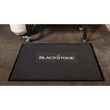 Blackstone Griddle Accessories Grill Splatter Mat (43.5" x 30.5"), 5036, Under The Grill Mat for Patio & Deck Protection – Outdoor BBQ Grilling Barbecue Pad for Gas Grill, Garage, Black.