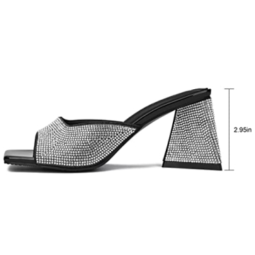 Jiu du Rhinestone Chunky Heeled Sandals - Fashion & Comfort