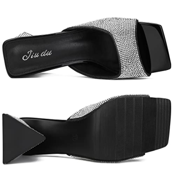 Jiu du Rhinestone Chunky Heeled Sandals - Fashion & Comfort