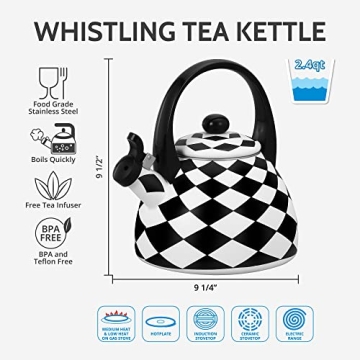 Stylish UPware Black Diamond Whistling Tea Kettle