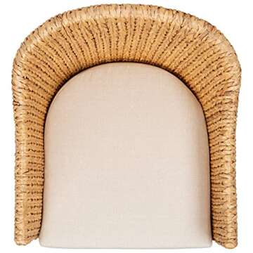 Safavieh Couture Home Collection Solomon Rattan, Natural/Beige Cushion Water Hyacinth Dining Chair (Fully Assembled) CWK2000A, Rattan