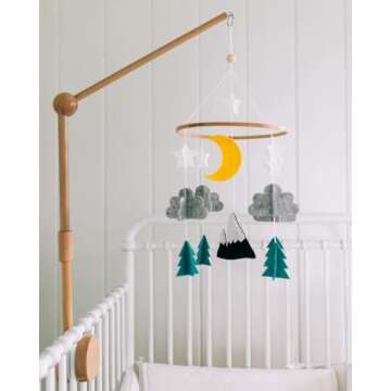 Sorrel + Fern Baby Crib Mobile (Starry Woodland Night, Mint) - Nursery Decoration Crib Mobile and Ba...