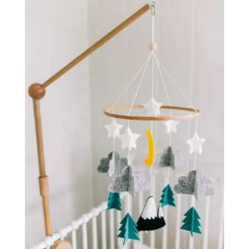 Sorrel + Fern Baby Crib Mobile (Starry Woodland Night, Mint) - Nursery Decoration Crib Mobile and Baby Shower for Boys and Girls