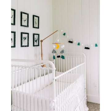 Sorrel + Fern Baby Crib Mobile (Starry Woodland Night, Mint) - Nursery Decoration Crib Mobile and Baby Shower for Boys and Girls