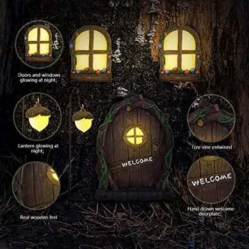 Dmyifan Glow-in-the-Dark Fairy Door & Window Set