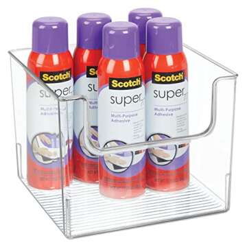 mDesign Modern Plastic Open Front Dip Storage Organizer Bin Basket for Home Office Organization - Shelf, Cubby, Cabinet, Cupboard, and Closet Organizing Decor - Ligne Collection - Clear