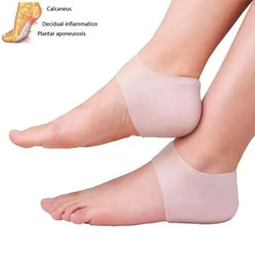 Silicone Heel Cushion 2 Pairs (4 pcs), Plantar Fasciitis Foot Sleeve, Comfortable Protective Heel Protector to Instantly Relieve Pain and Pressure, Protect Bone & Heel Spurs