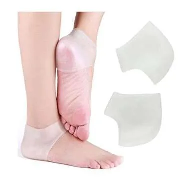 Silicone Heel Cushion 2 Pairs (4 pcs), Plantar Fasciitis Foot Sleeve, Comfortable Protective Heel Protector to Instantly Relieve Pain and Pressure, Protect Bone & Heel Spurs