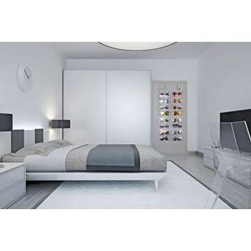 AROUY Sunglasses Organizer Storage, Hanging Dust Proof Wall Pocket Glasses Organizer - 16 Felt Slots Sunglass Organizer Holder with Metal Hook and Sturdy Rope (Gray, Dust Proof)