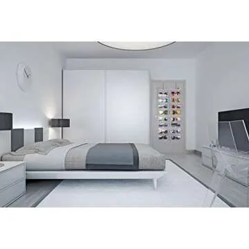 AROUY Sunglasses Organizer Storage, Hanging Dust Proof Wall Pocket Glasses Organizer - 16 Felt Slots Sunglass Organizer Holder with Metal Hook and Sturdy Rope (Gray, Dust Proof)