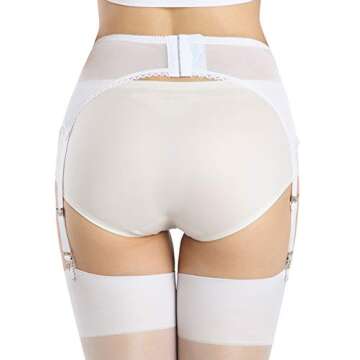 Aedericoe Mesh Thigh Garter Belt Stretchy Suspender Strap Belt for Lingerie Thigh Stockings White