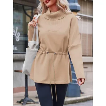 Fisoew Women's Turtleneck Sweatshirt - Stylish Comfort