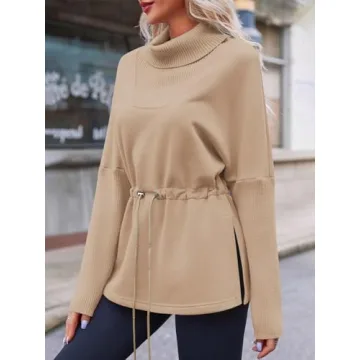 Fisoew Women's Turtleneck Sweatshirt - Stylish Comfort