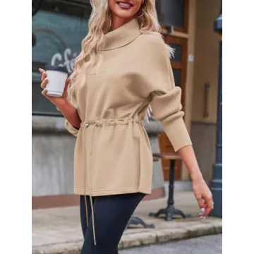 Fisoew Women's Turtleneck Sweatshirt - Stylish Comfort