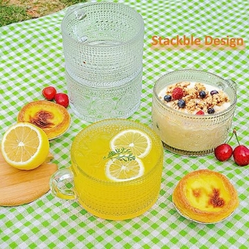 Vintage Glass Coffee Mugs 4 Pack - Elegant Gifts for Women