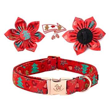 Elegant little tail Christmas Dog Collar, Female or Male Dog Collar Flower, Pet Collar Adjustable Dog Collars with Flower for Small Medium Large Dogs