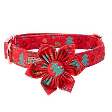 Elegant little tail Christmas Dog Collar, Female or Male Dog Collar Flower, Pet Collar Adjustable Dog Collars with Flower for Small Medium Large Dogs