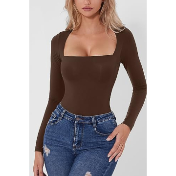 QINSEN Sexy Square Neck Bodysuit for Stylish Women