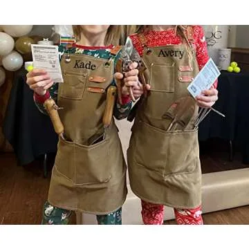 MT WORLD Apron for Kids Personalized Kids Apron Canvas Apron For Boys Girls Apron Chef Cotton Denim Apron With Kitchen Cooking Baking Wear,Gardening,Painting,BBQ,Art,DIY,Drawing