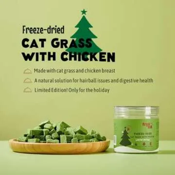 Arya Sit! - Freeze-Dried Single Ingredient Food Topper (Cat Grass with Chicken Breast)