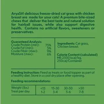 Arya Sit! - Freeze-Dried Single Ingredient Food Topper (Cat Grass with Chicken Breast)