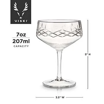 Viski Admiral Stemmed Cocktail Glasses | 7oz Set of 2