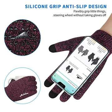 Achiou Winter Gloves, Glove for Men Women, Upgraded Touch Screen Texting Warm Running with Thermal Soft Knit Lining