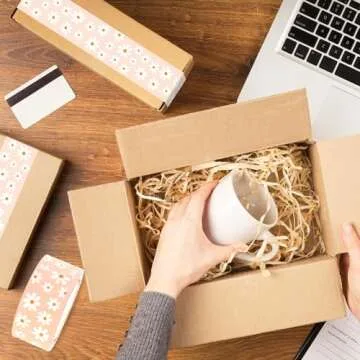 Whaline Pink Daisy Packing Tape for Gifts and Crafts