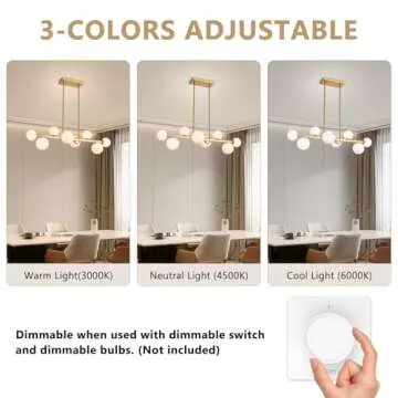 Jonsi Dining Room Light Fixture Over Table, Mid Century Chandeliers, Modern 8 Lights Globe Glass Linear Chandelier Adjustable Ceiling Hanging for Living Dining Room Kitchen Island, Gold