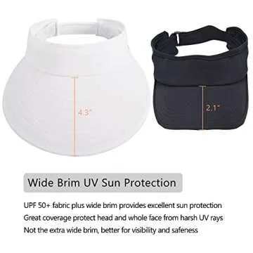 Wide Brim Womens Sun Hat, 2 in 1 Zip-Off Sun Protection Visor Beach Hat for Women, Packable Golf Hat, White