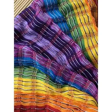 Extra Large 'Snug Fit' Headband Scarf Woven No Slip Cotton & Elastic Band Multicolor Rainbow