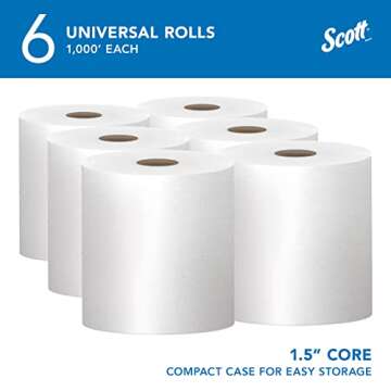 Scott Professional Essential Universal High-Capacity Hard Roll Paper Towels, Bulk (01005), 1.5" Core...