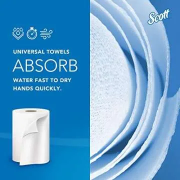 Scott Professional Essential Universal High-Capacity Hard Roll Paper Towels, Bulk (01005), 1.5" Core, Absorbency Pockets, White (6 Rolls at 1,000' Each, 6,000'/Case)