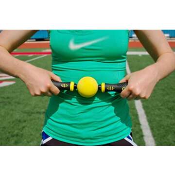 CR-V Massage Ball Roller Stick - A Massage Ball on a Travel-Sized Roller Stick for Muscle Recovery (CR-V, Yellow)