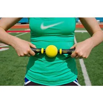 CR-V Massage Ball Roller Stick - A Massage Ball on a Travel-Sized Roller Stick for Muscle Recovery (CR-V, Yellow)