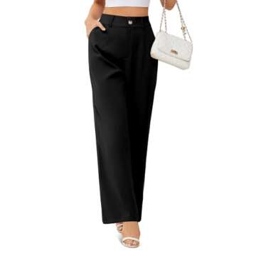 onlypuff Black Work Pants Formal Wear for Women Wide Leg Going Out Capris L