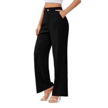 onlypuff Black Work Pants Formal Wear for Women Wide Leg Going Out Capris L
