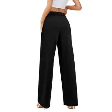 onlypuff Black Work Pants Formal Wear for Women Wide Leg Going Out Capris L